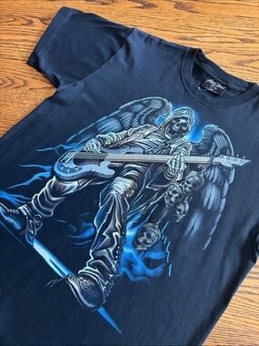 ROCK CHANG- Graphic Rocker Tee with Angel Skeleton (M-109)